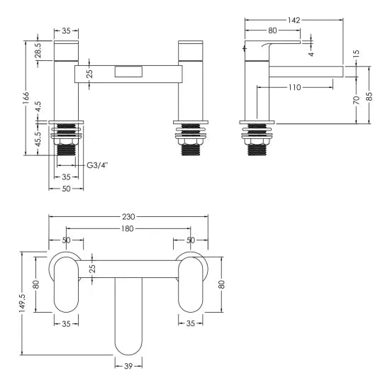 BC Designs Chelmsford  Deck Mounted Bath Filler