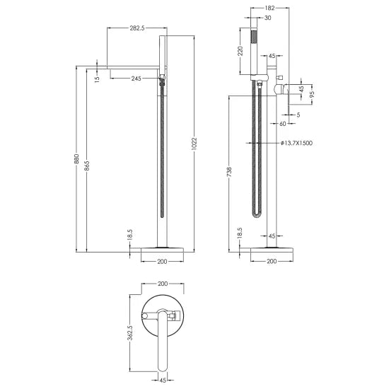 BC Designs Chelmsford FreestandingBath Shower Mixer