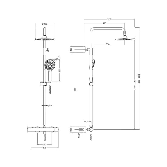 BC Designs  Thermostatic Bar Shower Valve With Kit