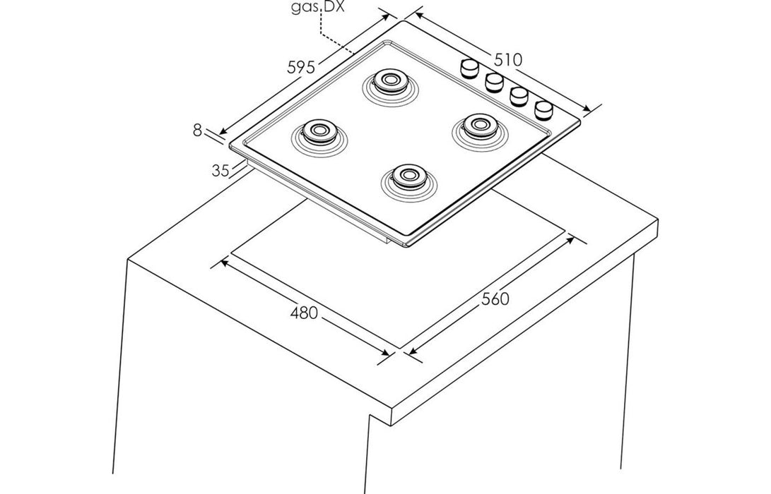 Candy CHW6LPX 60cm Gas Hob - St/Steel