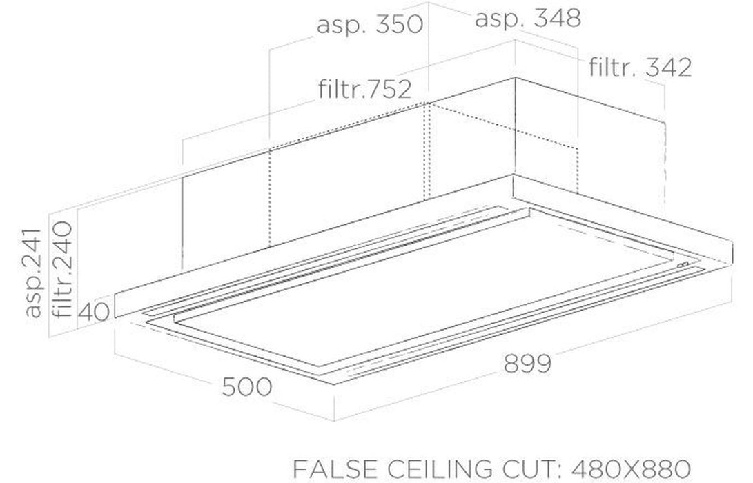 Elica Cloud Seven 90cm Ceiling Hood (Recirculating) - St/Steel
