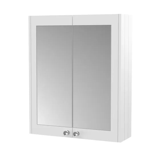 Old London Ashwick 600mm Satin White Wall Hung Mirror Cabinet