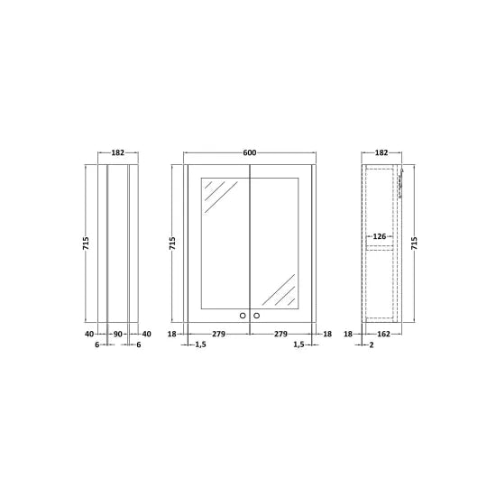 Old London Ashwick 600mm Satin White Wall Hung Mirror Cabinet