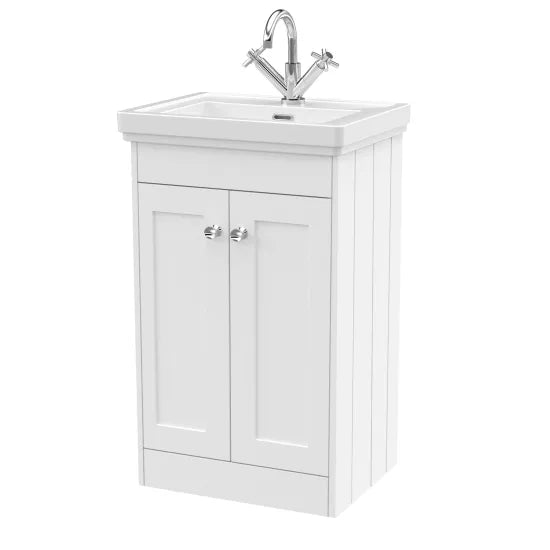 Old London Ashwick Satin White 500mm Floorstanding 2-Door Unit