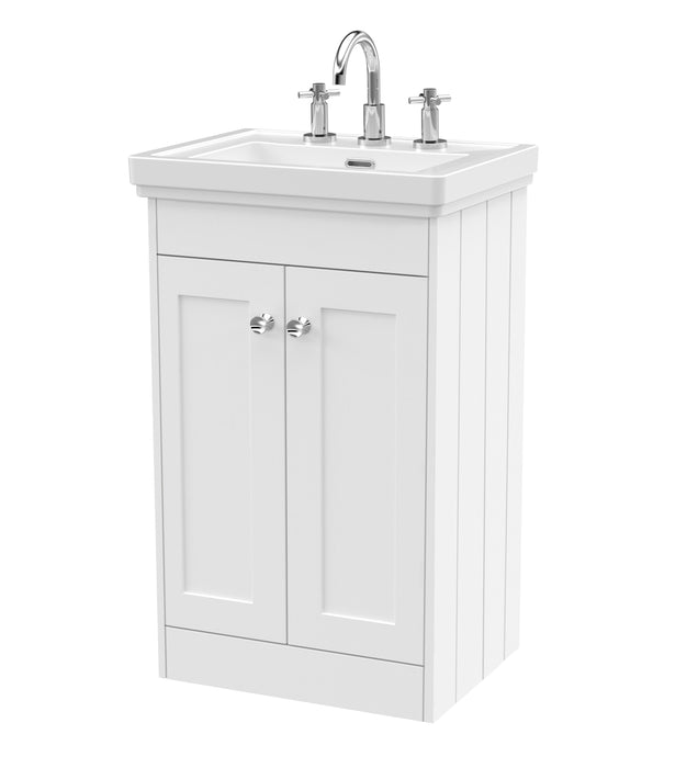 Old London Ashwick Satin White 500mm Floorstanding 2-Door Unit