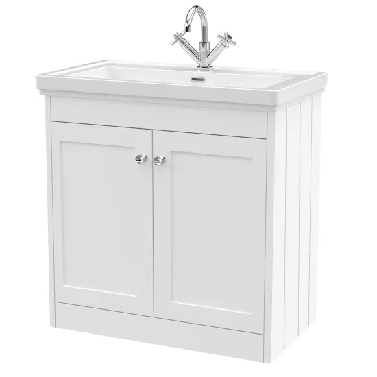 Old London Ashwick Satin White 800mm Floorstanding 2-Door Unit
