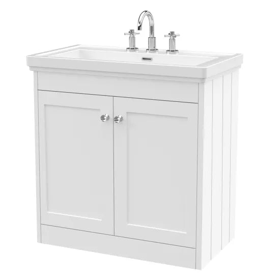 Old London Ashwick Satin White 800mm Floorstanding 2-Door Unit
