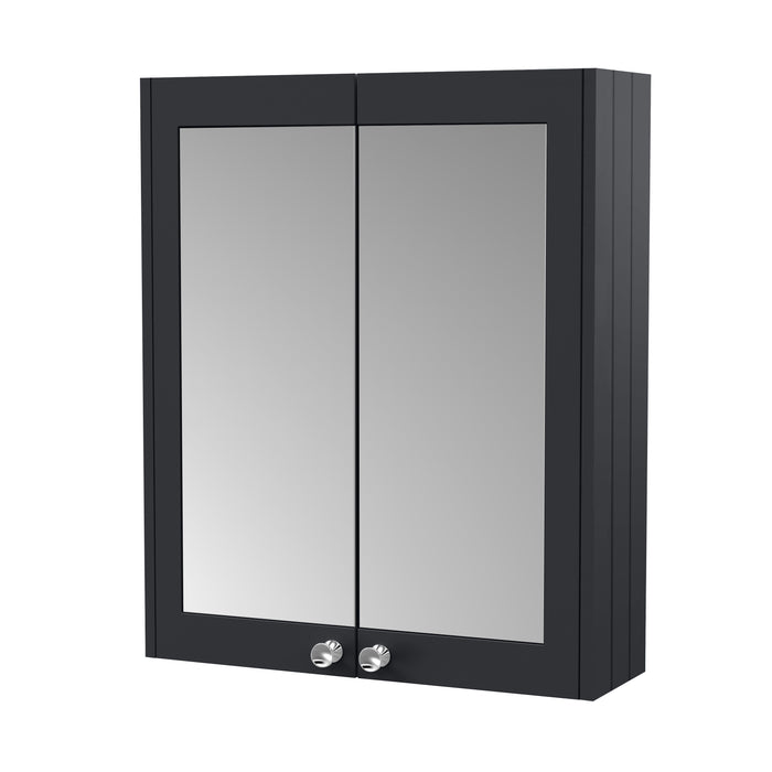 Old London Ashwick 600mm Soft Black Wall Hung Mirror Cabinet