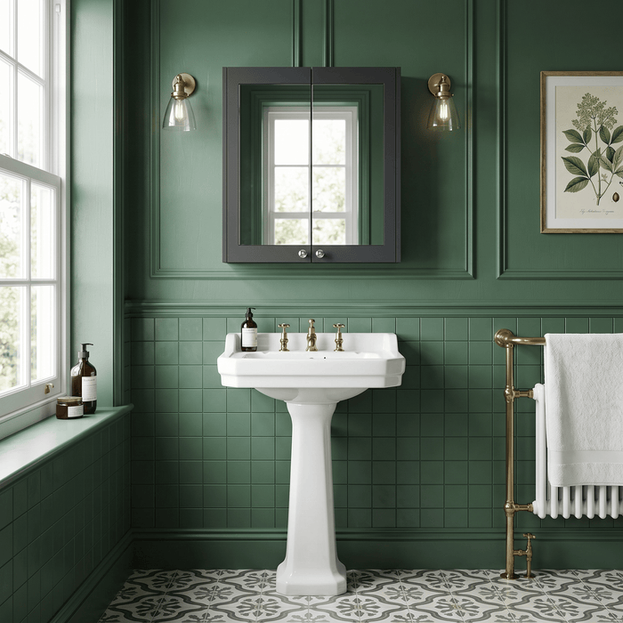Old London Ashwick 600mm Soft Black Wall Hung Mirror Cabinet