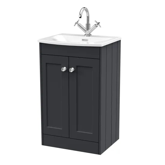 Old London Ashwick 600mm Soft Black 2 Door Floor Standing Vanity