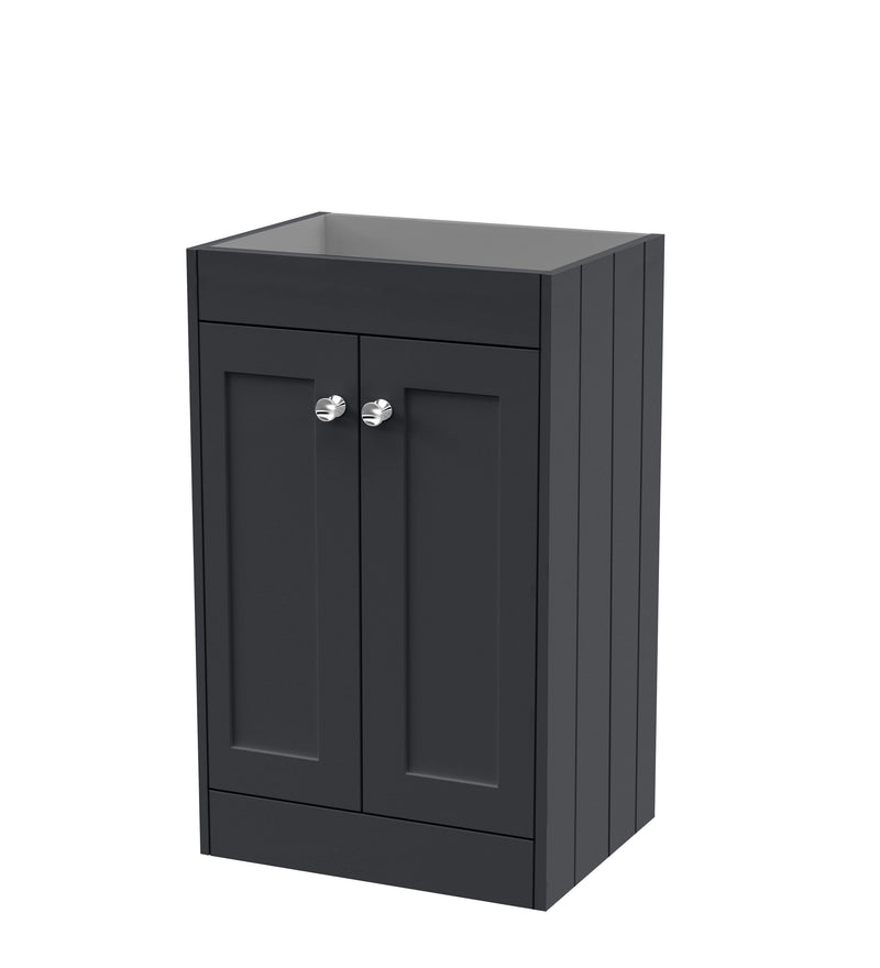 Old London Ashwick 500mm Soft Black 2 Door Floor Standing Vanity Unit