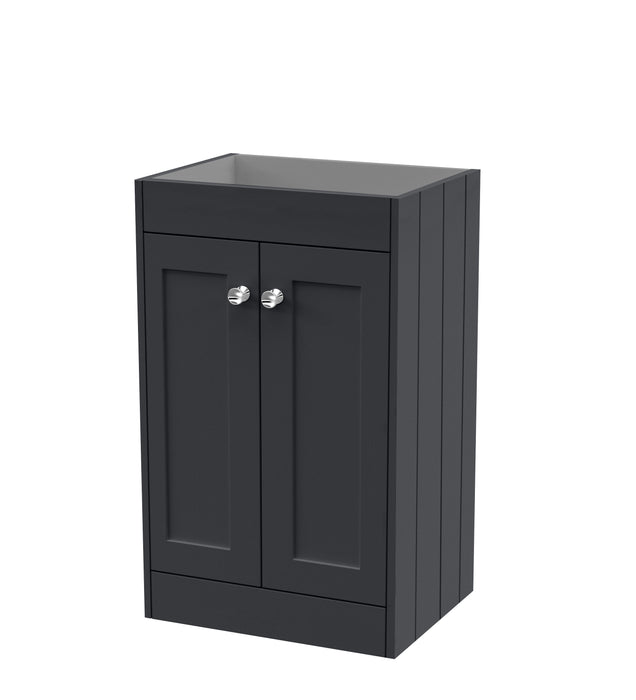 Old London Ashwick 500mm Soft Black 2 Door Floor Standing Vanity Unit