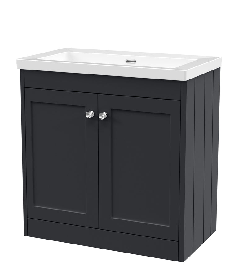 Old London Ashwick Satin Soft Black 800mm Floorstanding 2-Door Unit