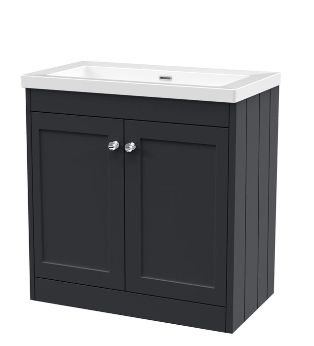Old London Ashwick Satin Soft Black 800mm Floorstanding 2-Door Unit