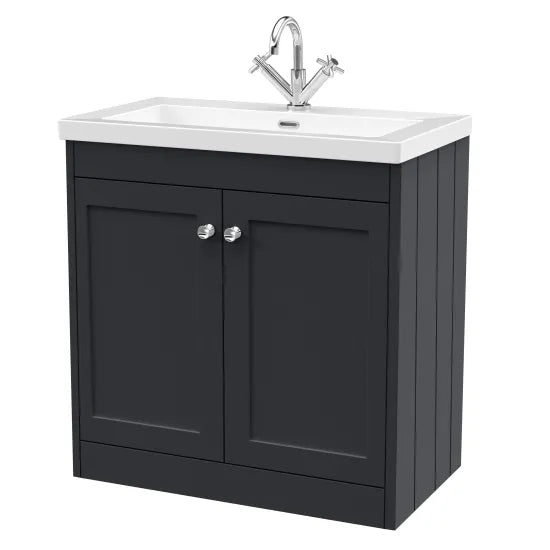 Old London Ashwick Satin Soft Black 800mm Floorstanding 2-Door Unit