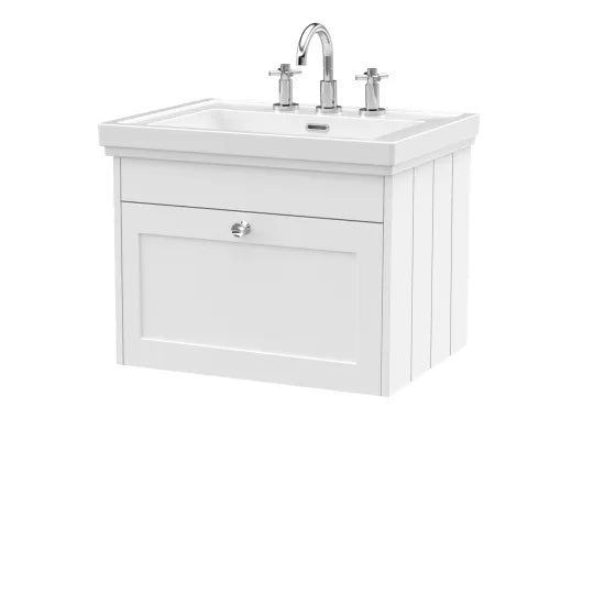Old London Ashwick Satin White 600mm Wall Hung 1-Drawer Unit