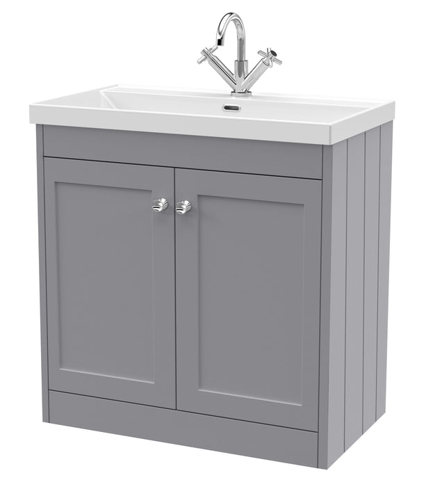 Old London Ashwick Satin Grey 800mm Floorstanding 2-Door Unit With Basin 1 Tap Hole