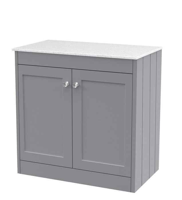 Old London Ashwick Satin Grey 800mm Floorstanding 2-Door Unit With Marble Top