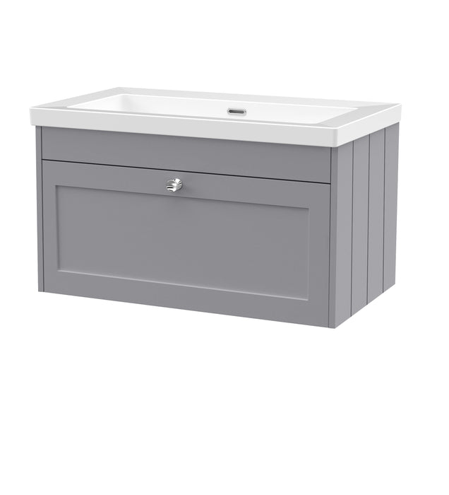 Old London Ashwick Satin Grey 800mm Wall Hung 1-Drawer Unit