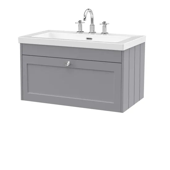 Old London Ashwick Satin Grey 800mm Wall Hung 1-Drawer Unit