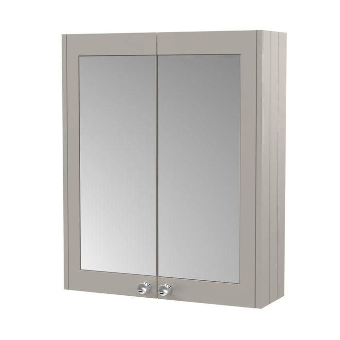 Old London Ashwick 600mm Satin Pebble Grey Wall Hung Mirror Cabinet