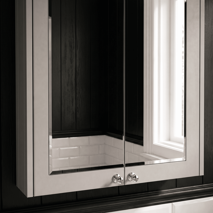 Old London Ashwick 600mm Satin Pebble Grey Wall Hung Mirror Cabinet