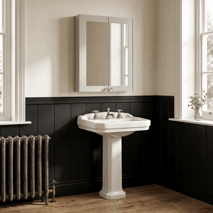 Old London Ashwick 600mm Satin Pebble Grey Wall Hung Mirror Cabinet