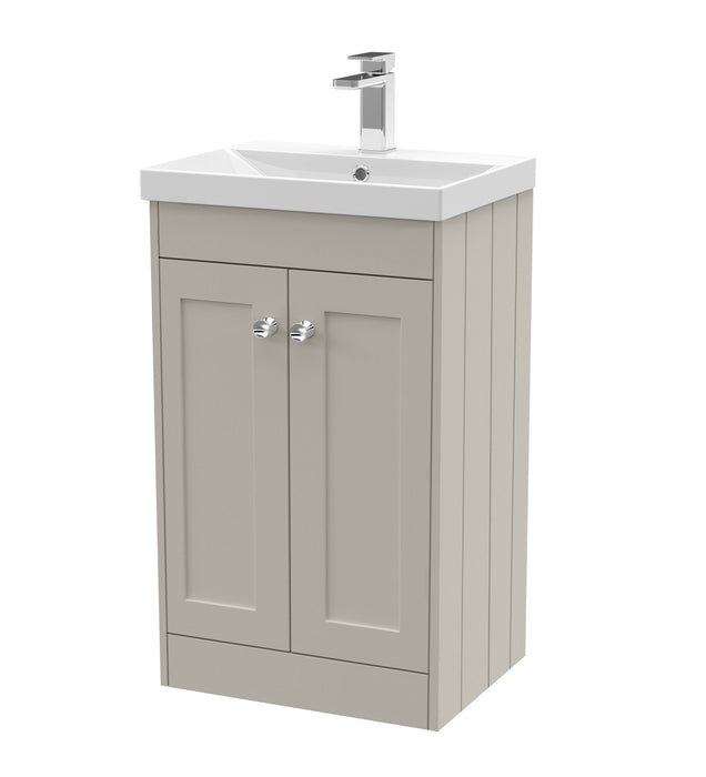 Old London Ashwick Pebble Grey 500mm Floorstanding 2-Door Unit With Thin-Edged Basin