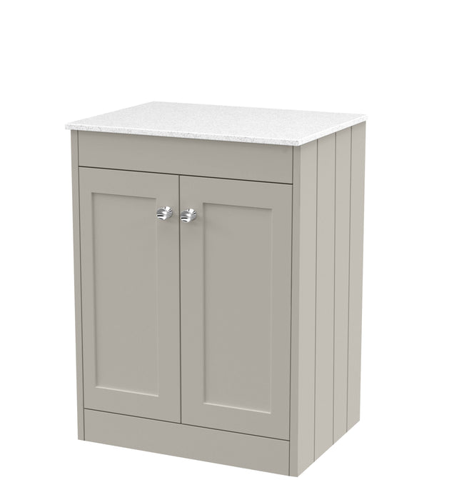 Old London Ashwick Pebble Grey 600mm Floorstanding 2-Door Unit With Marble Top