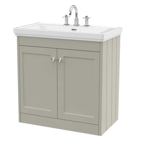 Old London Ashwick Pebble Grey 800mm Floorstanding 2-Door Unit
