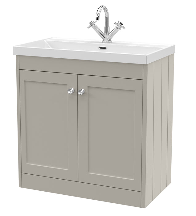 Old London Ashwick Pebble Grey 800mm Floorstanding 2-Door Unit With Basin 1 Tap Hole