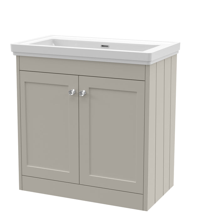 Old London Ashwick Pebble Grey 800mm Floorstanding 2-Door Unit With Basin No Tap Hole