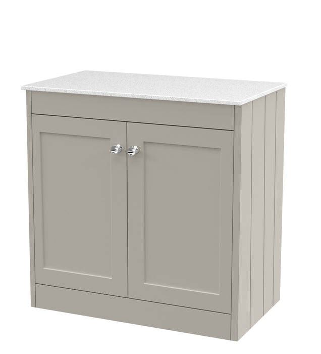 Old London Ashwick Pebble Grey 800mm Floorstanding 2-Door Unit With Marble Top