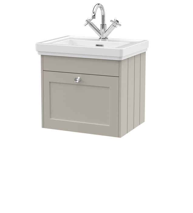 Old London Ashwick Pebble Grey 500mm Wall Hung 1-Drawer Unit