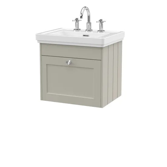 Old London Ashwick Pebble Grey 500mm Wall Hung 1-Drawer Unit