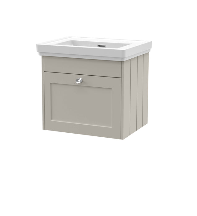 Old London Ashwick Pebble Grey 500mm Wall Hung 1-Drawer Unit With Basin No Tap Hole