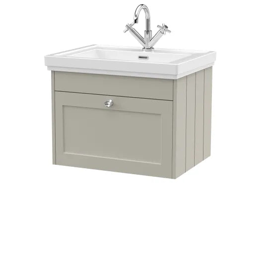 Old London Ashwick Pebble Grey 600mm Wall Hung 1-Drawer Unit