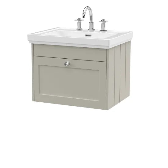 Old London Ashwick Pebble Grey 600mm Wall Hung 1-Drawer Unit