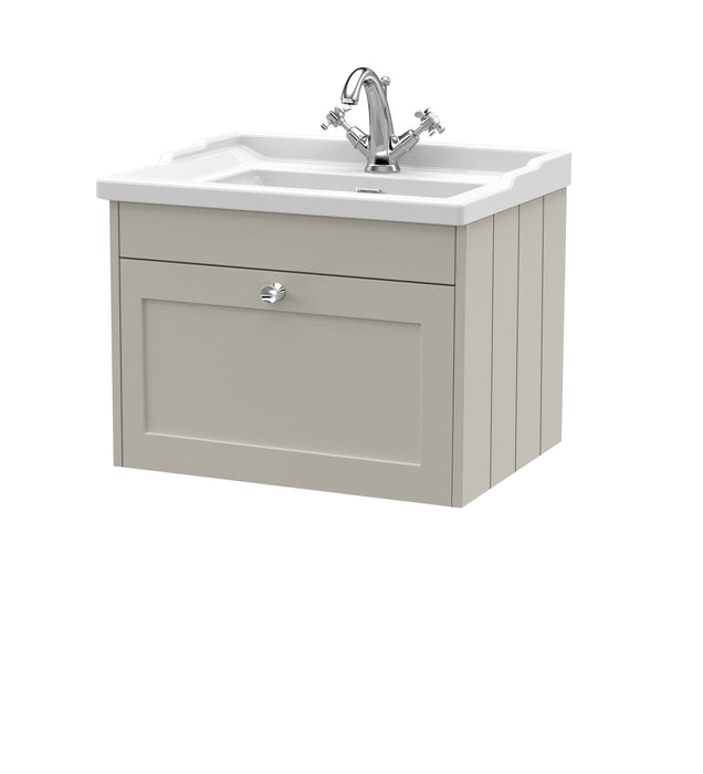 Old London Ashwick Pebble Grey 600mm Wall Hung 1-Drawer Unit