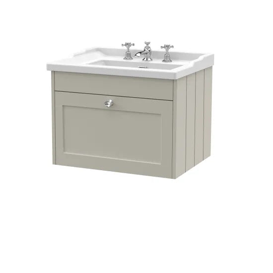 Old London Ashwick Pebble Grey 600mm Wall Hung 1-Drawer Unit