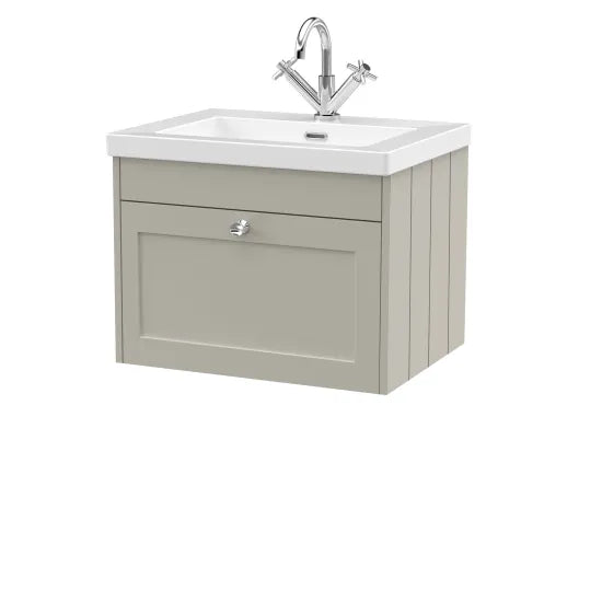 Old London Ashwick Pebble Grey 600mm Wall Hung 1-Drawer Unit