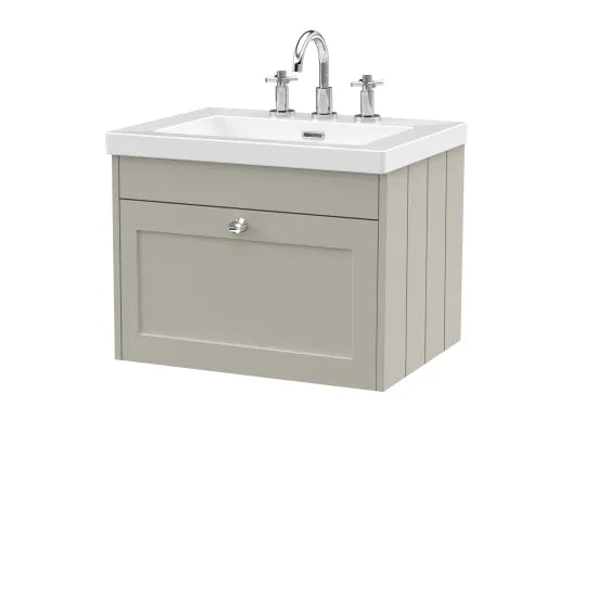 Old London Ashwick Pebble Grey 600mm Wall Hung 1-Drawer Unit