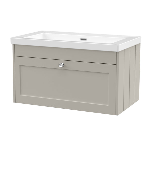 Old London Ashwick Pebble Grey 800mm Wall Hung 1-Drawer Unit with Basin 0 TH