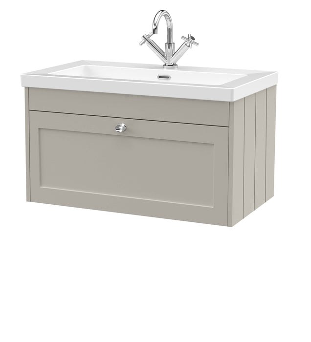 Old London Ashwick Pebble Grey 800mm Wall Hung 1-Drawer Unit
