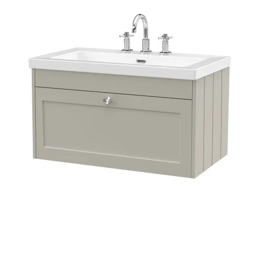 Old London Ashwick Pebble Grey 800mm Wall Hung 1-Drawer Unit