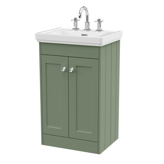 Old London Ashwick Satin Green 500mm Floorstanding 2-Door Unit