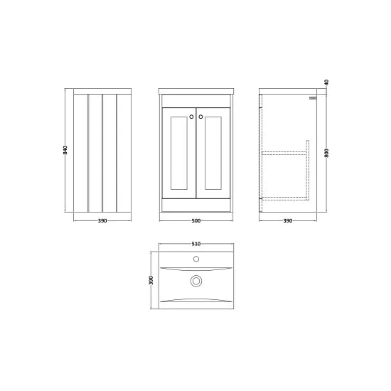 Old London Ashwick Satin Green 500mm Floorstanding 2-Door Unit With Mid-Edged Basin