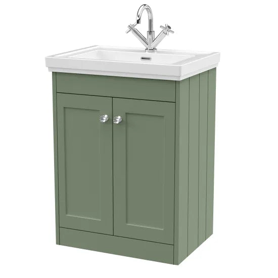 Old London Ashwick Satin Green 600mm Floorstanding 2-Door Unit
