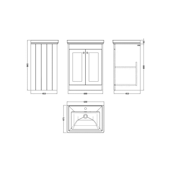 Old London Ashwick Satin Green 600mm Floorstanding 2-Door Unit
