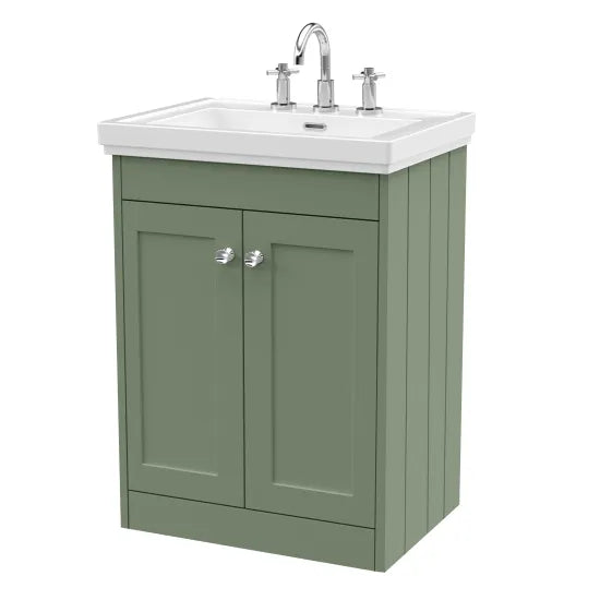 Old London Ashwick Satin Green 600mm Floorstanding 2-Door Unit
